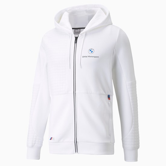 White Puma BMW M Motorsport Full-Zip Men's Hoodie | 6374BWVID