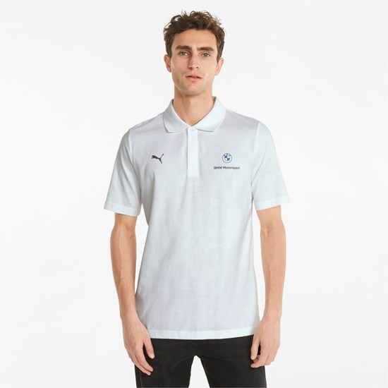 White Puma BMW M Motorsport Jacquard Men's Polo Shirt | 8237BVMOP