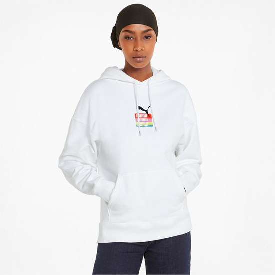 White Puma Brand Love Women's Hoodie | 3492TWSXI