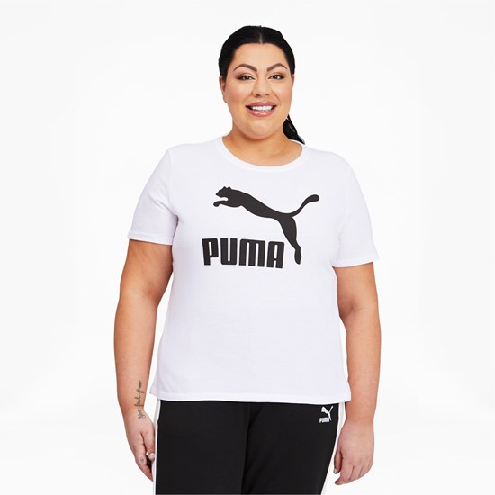 White Puma Classics Logo PL Women's Tee | 7681HOZNJ