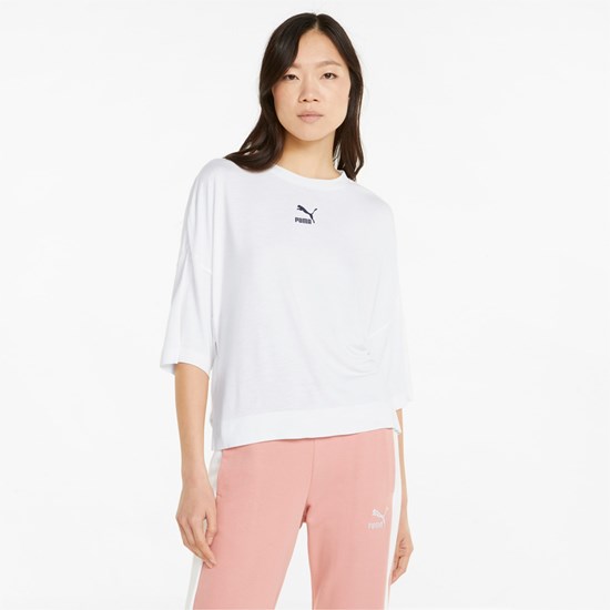 White Puma Classics Splitside Women's Tee | 8521YJBCW