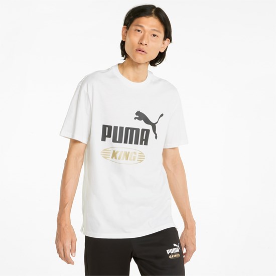 White Puma King Logo Men's Tee | 2471EIRLC