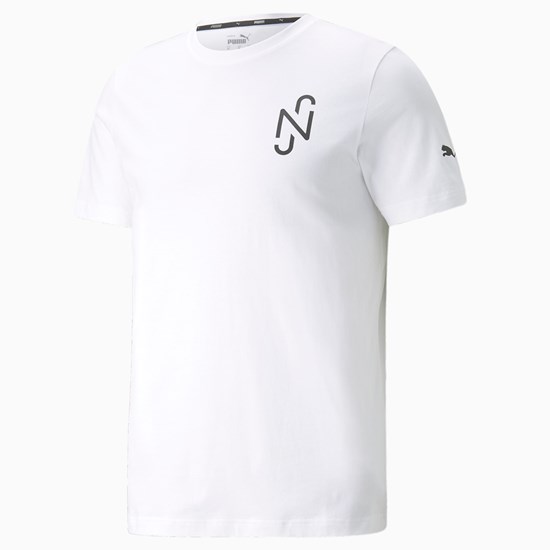 White Puma Neymar Jr Soccer Men's Tee | 7305DMNVT