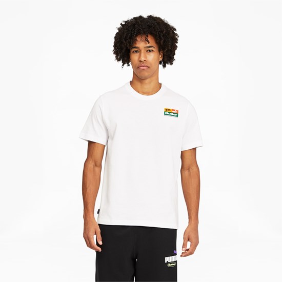 White Puma PUMA x BUTTER GOODS Graphic Tee Men's Tee | 9487WBUZN