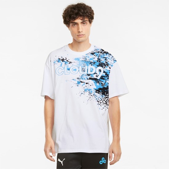 White Puma PUMA x CLOUD9 Graphic Esports Men's Tee | 7658YDNKL