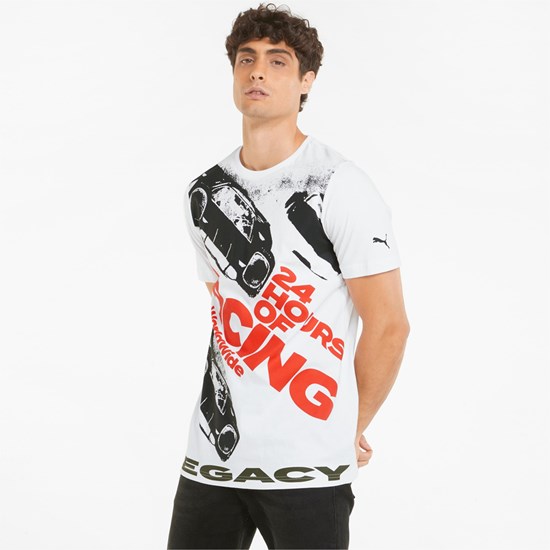 White Puma Porsche Legacy Statement Graphic Men's Tee | 9683ZQTHU