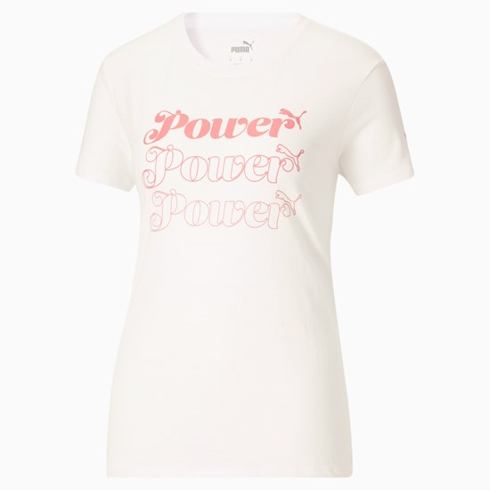 White Puma Power Pink Women's Tee | 2075KTNXR