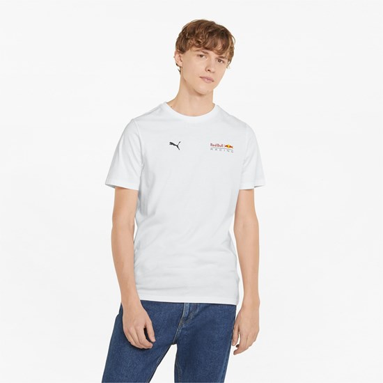 White Puma Red Bull Racing Essentials Small Logo Men's Tee | 7832FIEXB