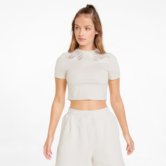 White Puma Snow Tiger Cropped Tight Women's Tee | 2047YPLBI