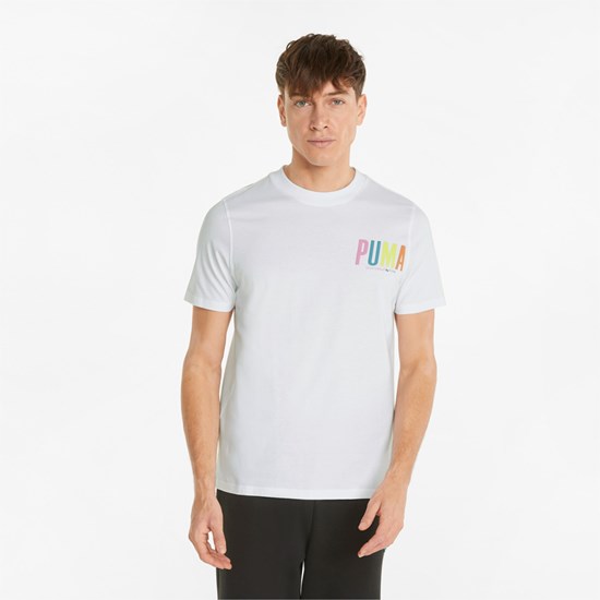 White Puma Sportswear by PUMA Graphic Men's Tee | 3826RPKLO