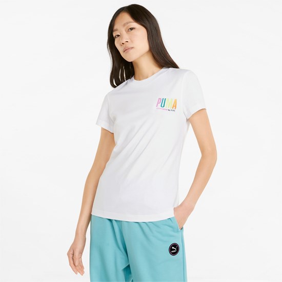 White Puma Sportswear by PUMA Graphic Women's Tee | 1672VMJCK