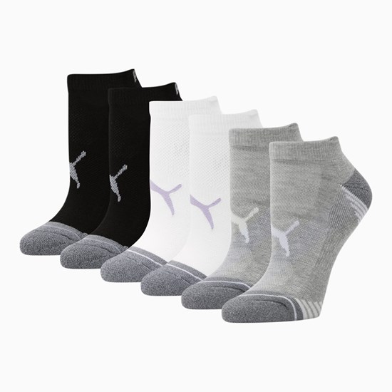 White / Purple Puma Low Cut Socks [6 Pack] Women's Socks | 1982YPJFQ