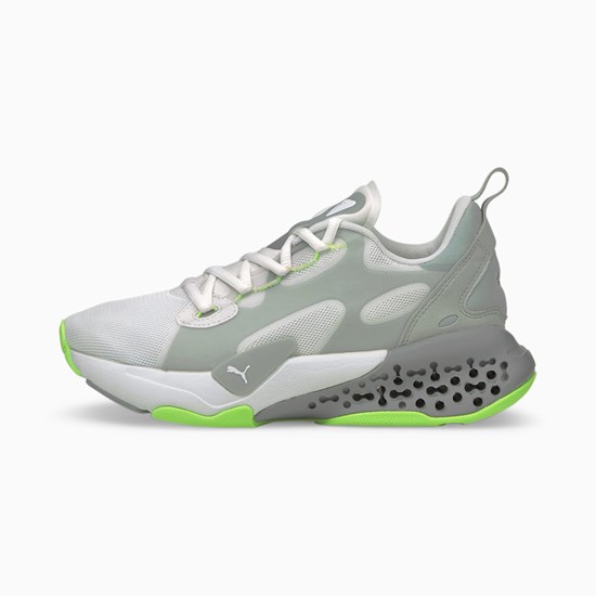 White / Quarry / Green Glare Puma XETIC Halflife Women's Sneakers | 4759PBQHF