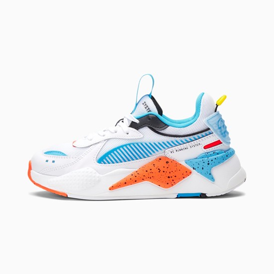 White / Red Blast / Luminous Blue Puma RS-X Airbrush JR Boys' Sneakers | 8651LKJTW