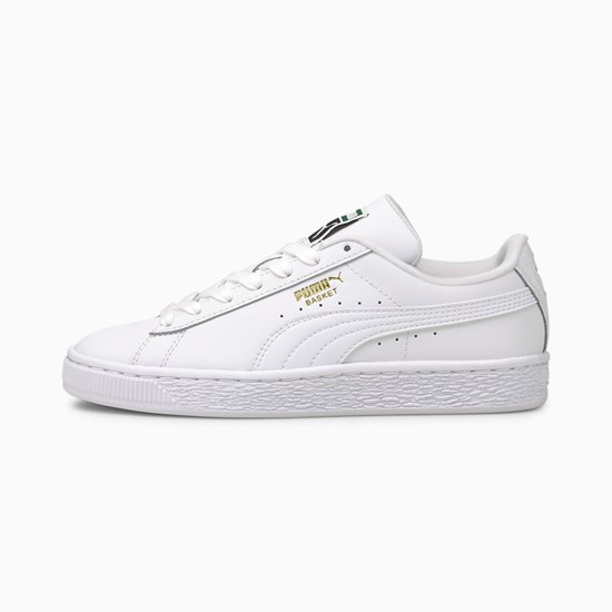 White / White Puma Basket Classic XXI JR Boys' Sneakers | 3657NUOFA