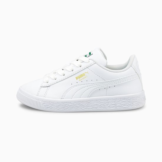 White / White Puma Basket Classic XXI Little Girls' Sneakers | 2790TOKBN