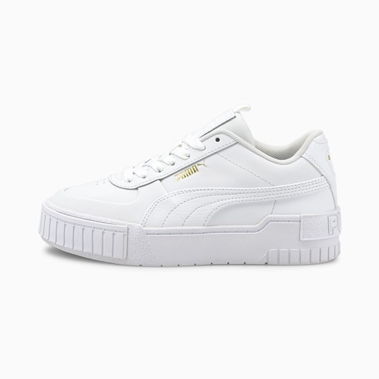 White / White Puma Cali Sport Jr Girls' Sneakers | 1574CZNRG