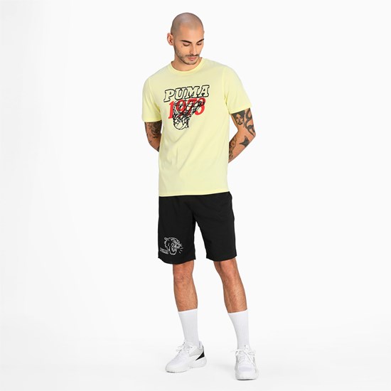 Yellow Pear Puma Scouted Basketball Men's Tee | 9413RDGXZ